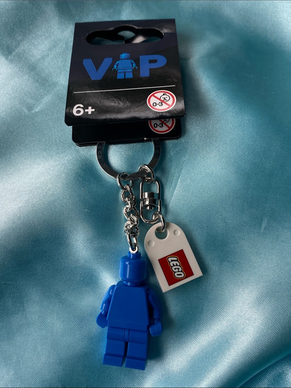 LEGO VIP Blue Minifigure Keychain with White LEGO Tag